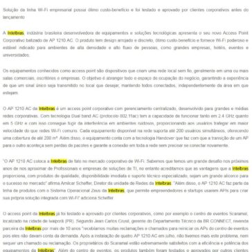 Intelbras lança Access Point AP 1210 AC no mercado brasileiro -SEGS