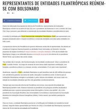 Representantes de entidades filantrópicas reúnem-se com Bolsonaro- Tucano FM