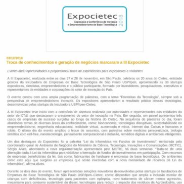Troca de conhecimentos e geração de negócios marcaram a III Expocietec -Feiras do Brasil