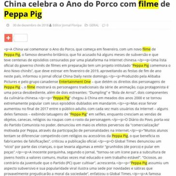 China celebra o Ano do Porco com filme de Peppa Pig – Jornal Floripa
