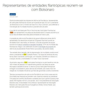 Representantes de entidades filantrópicas reúnem-se com Bolsonaro- UOL