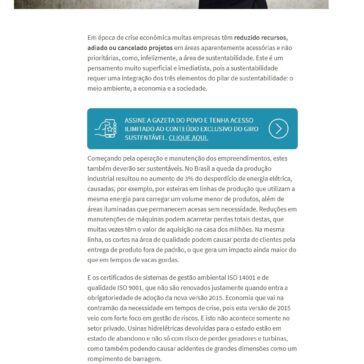 Sustentabilidade e crise – Gazeta do Povo Online
