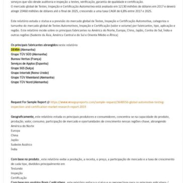 Teste, Inspeção e Certificação Automotiva Sinopse do Mercado Global, Surto de Mercado, Escopo Futuro, Principais Participantes e Previsão para 2025- ICrowdNewswire