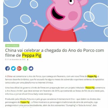 China vai celebrar a chegada do Ano do Porco com filme de Peppa Pig – Portal Varada