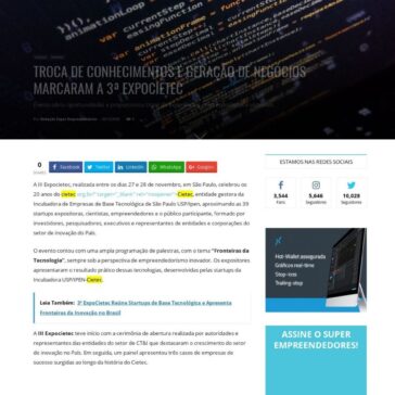 Troca de Conhecimentos e Geração de Negócios Marcaram a 3ª ExpoCietec -Super Empreendedores
