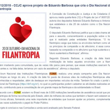 CCJC aprova projeto de Eduardo Barbosa que cria o Dia Nacional da Filantropia – Eduardo Barbosa