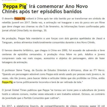 ‘Peppa Pig’ irá comemorar Ano Novo Chinês após ter episódios banidos