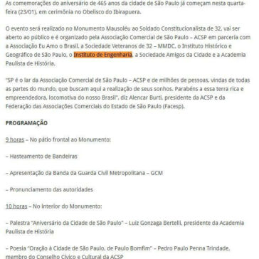 Comemorações pelo aniversário de SP começam nesta quarta-feira (23/1) – Revista Dedução