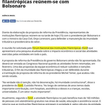 Representantes de entidades filantrópicas reúnem-se com Bolsonaro -Sbtinterior.com