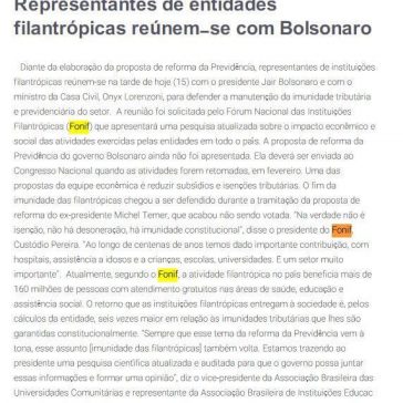 Representantes de entidades filantrópicas reúnem-se com Bolsonaro- Brazil News