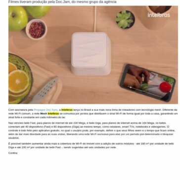 Propague Doc.Sync assina campanha de lançamento da linha Mesh Twibi Intelbras- Acontecendo Aqui