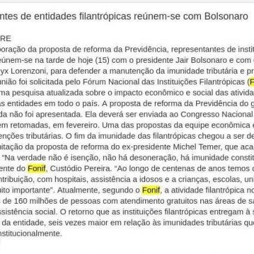 Representantes de entidades filantrópicas reúnem-se com Bolsonaro- Cabresto