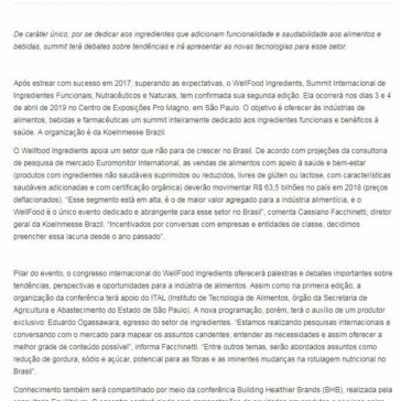 2ª edição do WellFood Ingredients Summit apresentará as últimas tendências mundiais em soluções para alimentos & bebidas funcionais e saudáveis – Revista Laticínios