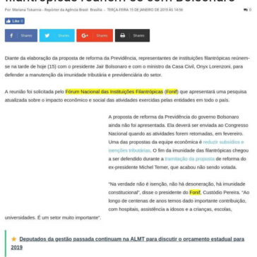 Representantes de entidades filantrópicas reúnem-se com Bolsonaro – Cenário MT