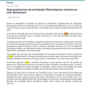 Representantes de entidades filantrópicas reúnem-se com Bolsonaro- Edição MS