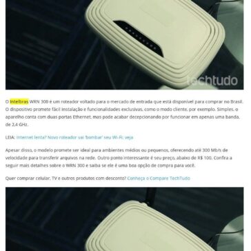 Roteador Intelbras WRN 300 é bom? Conheça especificações e preço -Cabo Imagem
