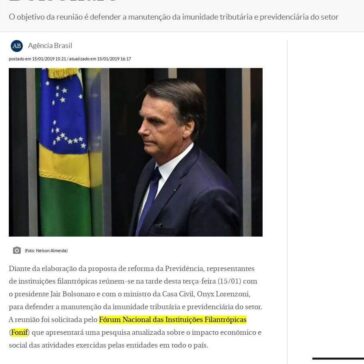 Representantes de entidades filantrópicas reúnem-se com Bolsonaro- Correio Braziliense (Online)