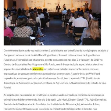 Congresso internacional do WellFood Ingredients debate as transformações na indústria de alimentos em sintonia com as exigências dos novos consumidores – Negócios em Foco