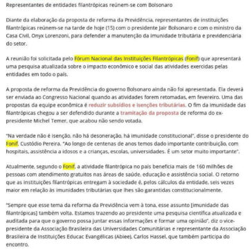 Representantes de entidades filantrópicas reúnem-se com Bolsonaro- Libera Pensado