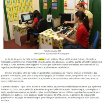 FUNDO JUNTOS PELA EDUCAÇÃO COMPLETA 15 ANOS DE AÇÕES INOVADORAS – DIÁRIO DO RIO PRETO