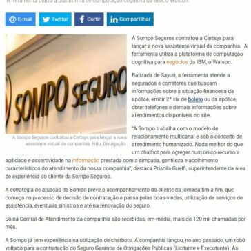 Sompo Seguros tem chatbot com Certsys- Baguete