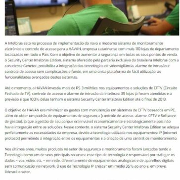 Intelbras implementa Security Center Intelbras Edition na Havan -Blog do Moreira