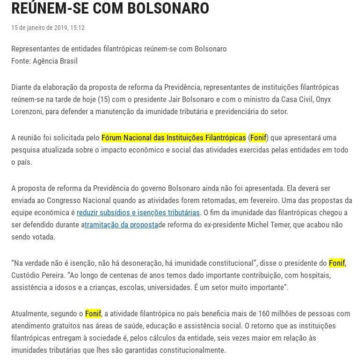 Representantes de entidades filantrópicas reúnem-se com Bolsonaro- Jornal de Piracicaba (On-line)