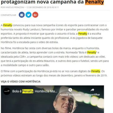 Ex-jogadora Hortência e humorista protagonizam nova campanha da Penalty- LanceNet