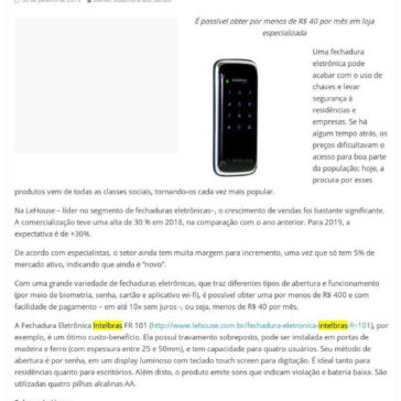 Fechaduras Eletrônicas estão com preços mais acessíveis e venda cresce 30% -Jornal Dia Dia