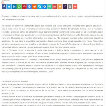 Checkauto lança serviço de consulta gratuita de recalls -SEGS