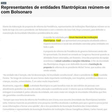 Representantes de entidades filantrópicas reúnem-se com Bolsonaro -Portal Conectados