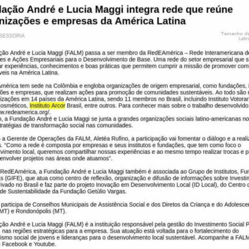 Fundação André e Lucia Maggi integra rede que reúne organizações e empresas da América Latina – News Cuiabá