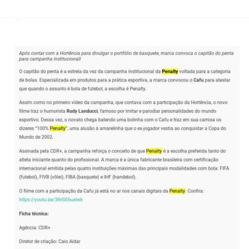 Cafu estrela campanha da Penalty -Comunicação & Cia