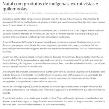 Feirinha “Presentes da Floresta” promove cestas de Natal com produtos de indígenas, extrativistas e quilombolas – Amazônia (On-line)