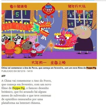 China celebra o Ano do Porco com filme de Peppa Pig –  O Tempo (On-line)