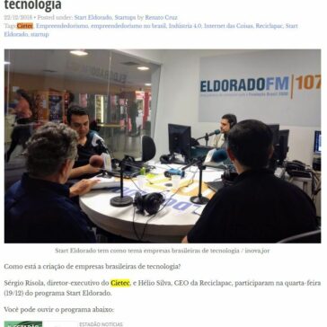 Start Eldorado trata de empresas brasileiras de tecnologia -Inova.Jor