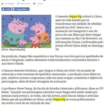 “Peppa Pig” irá comemorar Ano Novo Chinês após ter episódios banidos – Repórter Diário (On-line)