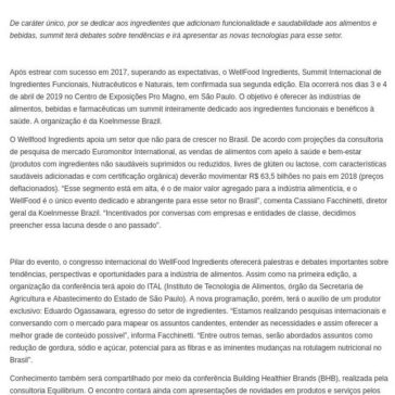 2ª edição do WellFood Ingredients Summit apresentará as últimas tendências mundiais em soluções para alimentos & bebidas funcionais e saudáveis – Revista Laticínios