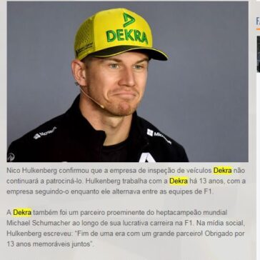 Hulkenberg e Dekra terminam parceria de longa data- Adalberto Jardim