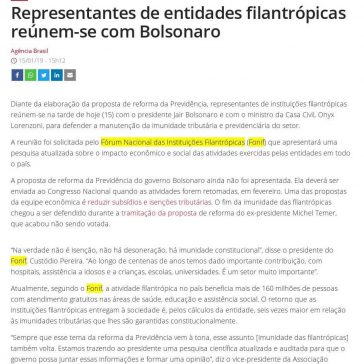 Representantes de entidades filantrópicas reúnem-se com Bolsonaro -Isto É (On-line)