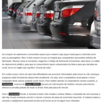 Checkauto lança serviço de consulta gratuita de recalls- Inforex