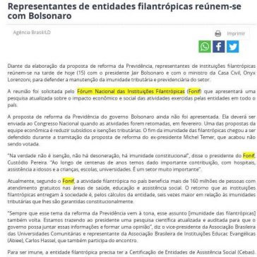 Representantes de entidades filantrópicas reúnem-se com Bolsonaro- Edição de Notícias