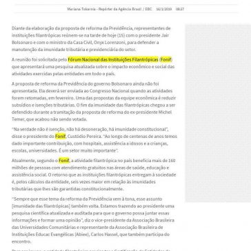 Representantes de entidades filantrópicas reúnem-se com Bolsonaro -Folha GO