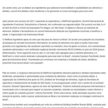 2ª edição do WellFood Ingredients Summit apresentará as últimas tendências mundiais em soluções para alimentos & bebidas funcionais e saudáveis – Revista IT