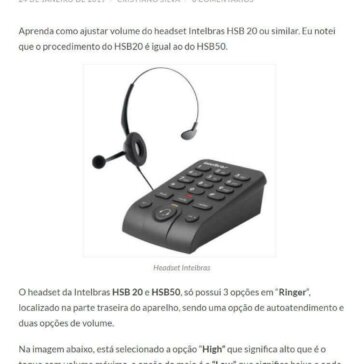 Como Ajustar Volume do Headset Intelbras HSB20 e HSB50 -Blog Servti.com