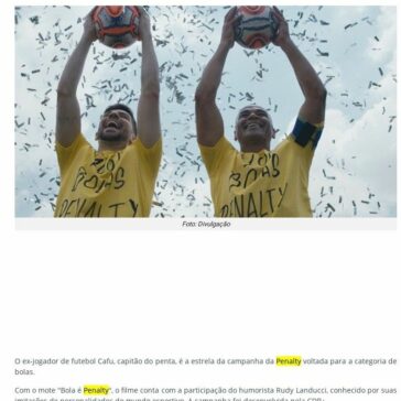 Cafu protagoniza nova campanha da Penalty- Portal MakingOf