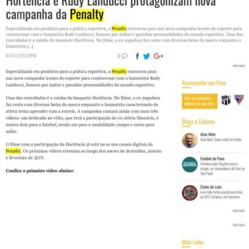 Hortência e Rudy Landucci protagonizam nova campanha da Penalty -O Povo (On-line)