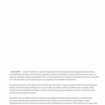 Aumento no número de furtos a residências no período de férias preocupa população- Folha Geral