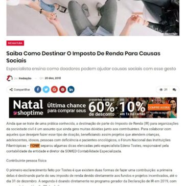 Saiba como destinar o imposto de renda para causas sociais – Z1 Portal de Notícias