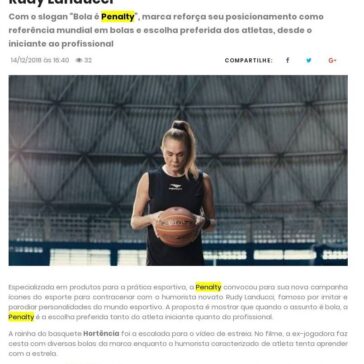Nova campanha da Penalty coloca em quadra a rainha do basquete Hortência e o humorista Rudy Landucci-JE Online